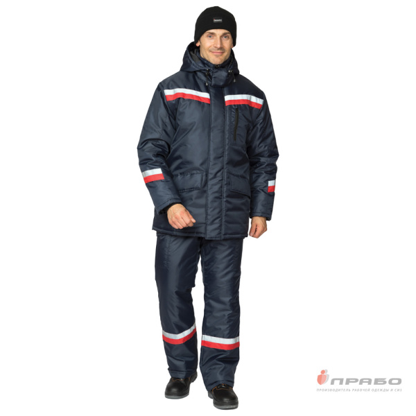 Костюм мужской утеплённый "Тренд" синий/красный (куртка и полукомбинезон)