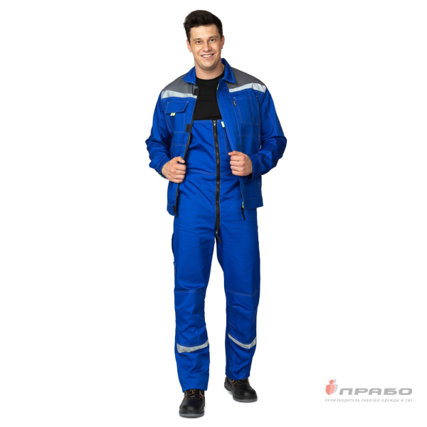 Костюм мужской летний "Профессионал 2 СОП" василёк/серый (куртка и полукомбинезон)