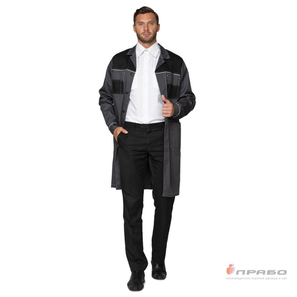 Халат мужской "Бренд 2020" серый/чёрный