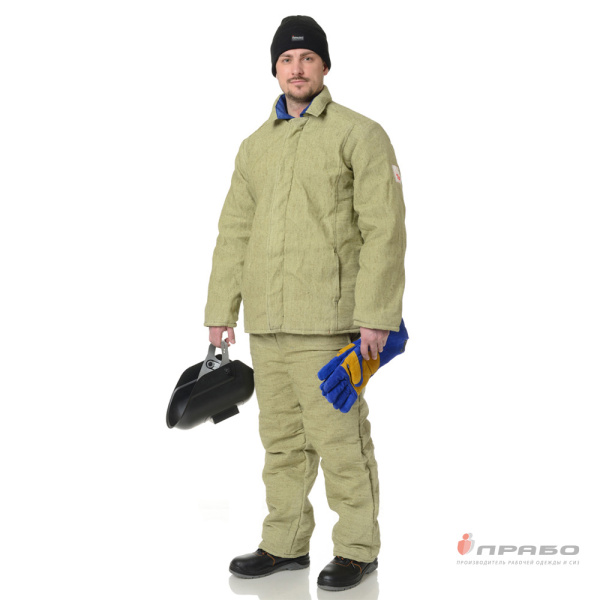 Костюм сварщика утеплённый брезентовый с огнестойкой пропиткой хаки