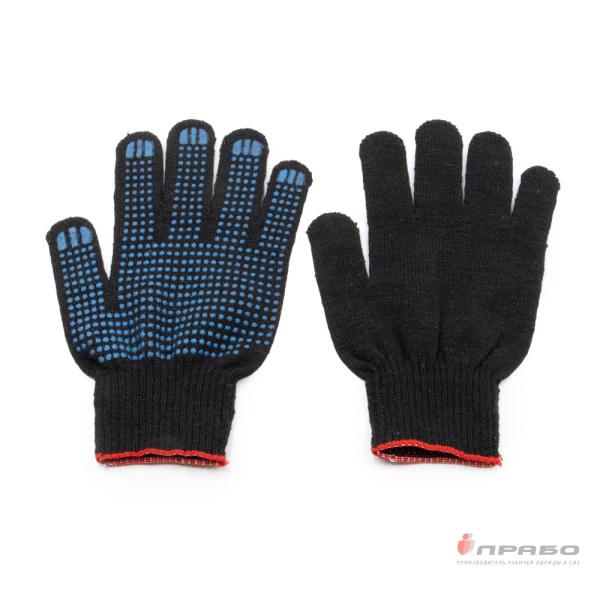 Перчатки х/б с ПВХ-покрытием "Точка" (10 класс) Эконом чёрные