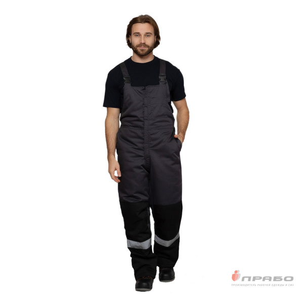 Костюм мужской утеплённый "Профессионал 2" тёмно-серый/чёрный (куртка и полукомбинезон)