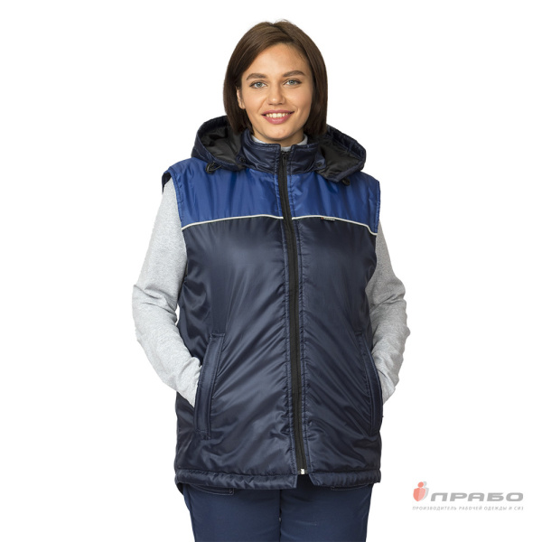 Жилет утеплённый "Сура" тёмно-синий/василёк/серебряный