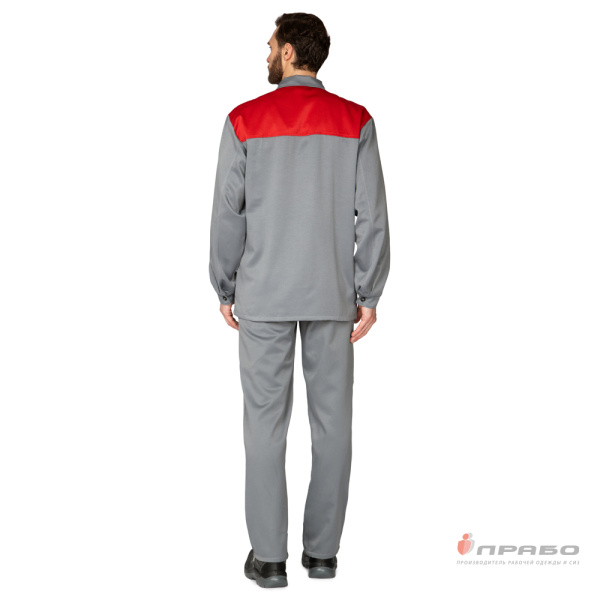 Костюм мужской "Стандарт 2" серый/красный (куртка и полукомбинезон)