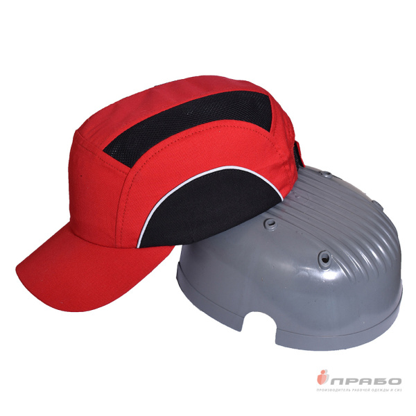 Каскетка защитная с вставкой из ABS-пластика и СОП красная