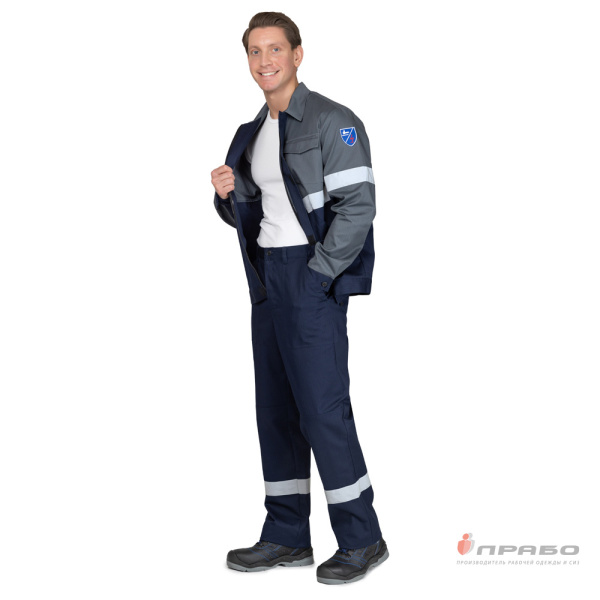 Костюм антистатический мужской "Вираж-Антистат М" тёмно-синий/тёмно-серый (куртка и брюки)