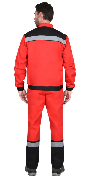 Костюм СИРИУС-МАСТЕР летний: куртка, полукомбинезон, красный с чёрной отделкой