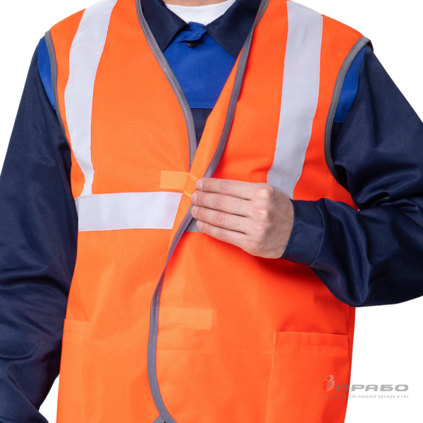 Жилет сигнальный "Спектр Лайт 2" оранжевый с застёжкой на ленте велькро