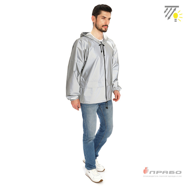 Куртка-ветровка влагозащитная "Лидер Флеш" на молнии серебристая