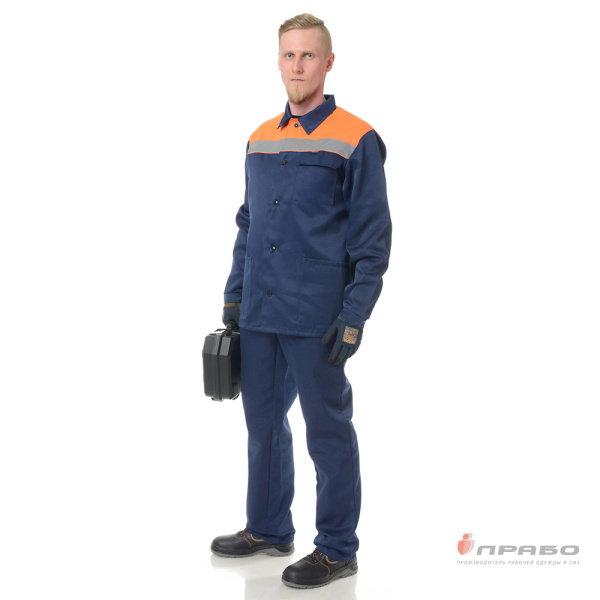Костюм мужской "Коммунальщик" синий/оранжевый (куртка и полукомбинезон)