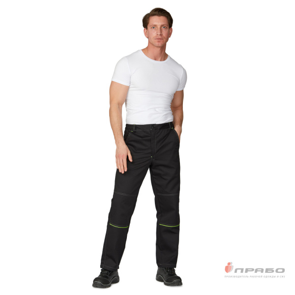 Брюки мужские "Эко-Босс" чёрные/лимонные