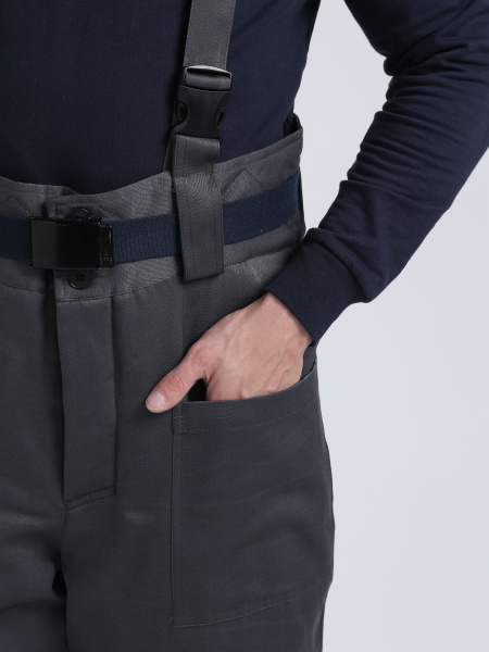 Костюм зимний Труженик-Ультра СОП (тк.Смесовая,210) брюки, т.серый/оранжевый