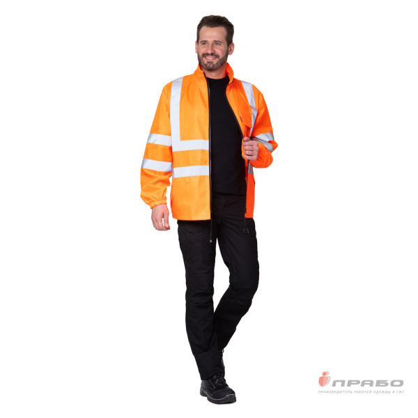 Куртка-ветровка "Сигнал" оранжевая на молнии с капюшоном