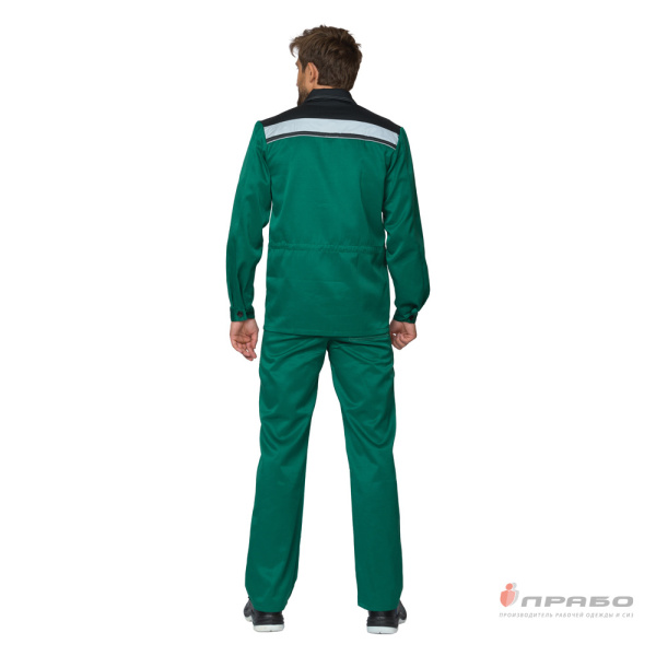 Костюм мужской "Ударник" тёмно-зелёный/чёрный