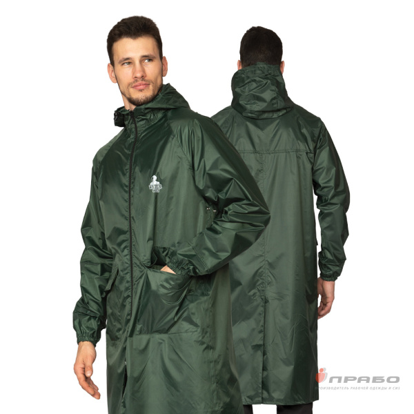 Плащ влагозащитный "Тайфун" нейлоновый с ПВХ-покрытием зелёный