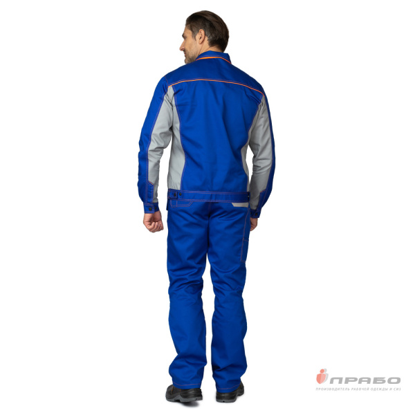 Костюм мужской "Бренд 2 2020" василёк/светло-серый (куртка и полукомбинезон)