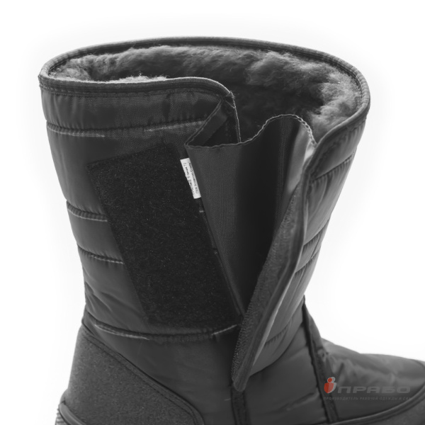 Сапоги женские "Дутики" с подошвой ПВХ и верхом из плащевой ткани чёрные