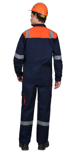 Костюм СИРИУС-БИЛДЕР куртка, брюки темно-синий с оранжевым