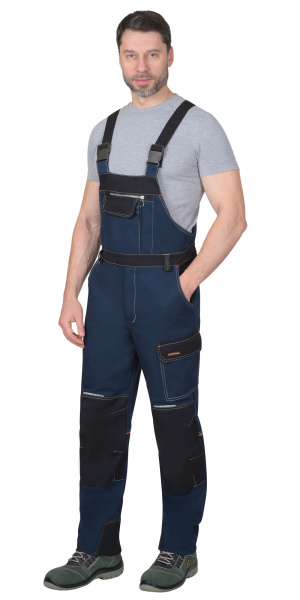 Костюм СИРИУС-ШАТЛ-РОСС куртка, полукомбинезон, синий с черным, 80% х/б, пл. 260 г/кв.м