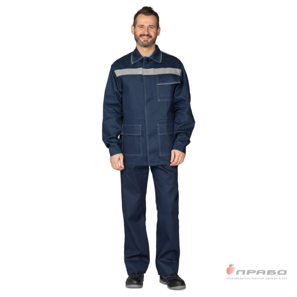 Костюм мужской "Оптимал" тёмно-синий/светло-серый (rкуртка и брюки)