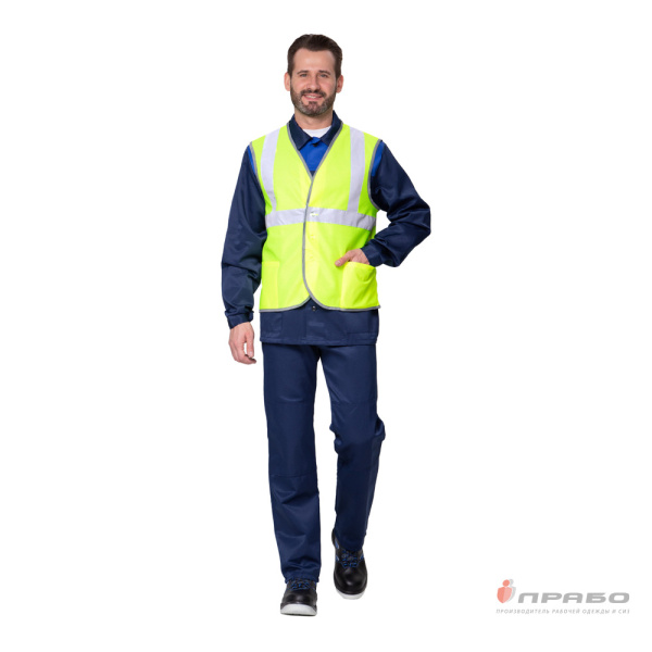 Жилет сигнальный "Спектр Лайт 2П" лимонный на пуговицах с карманами