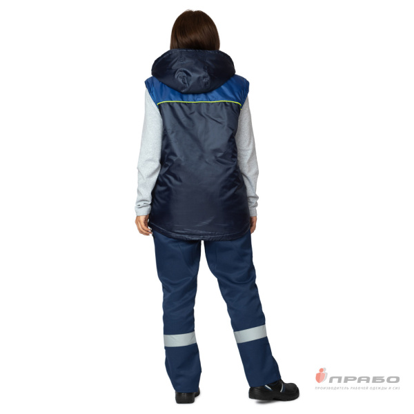 Жилет утеплённый "Сура" тёмно-синий/василёк/лимонный