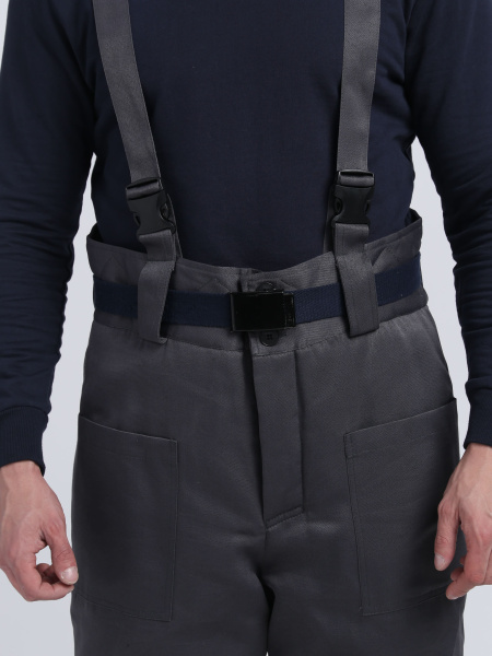 Костюм зимний Труженик-Ультра СОП (тк.Смесовая,210) брюки, т.серый/оранжевый