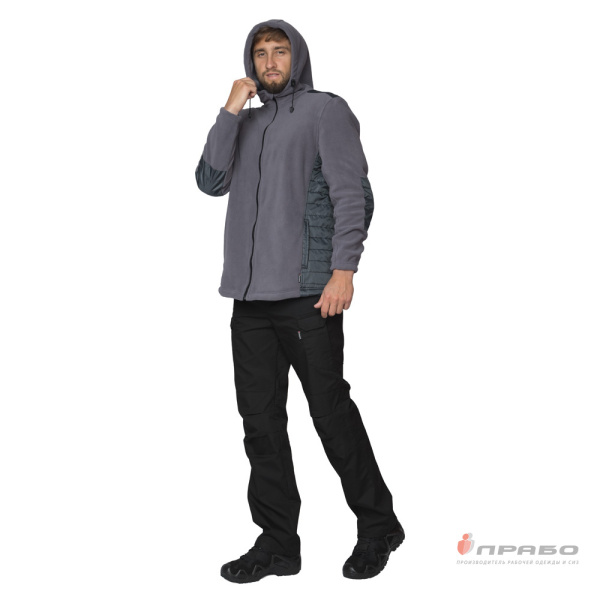 Куртка "Кеми" флисовая с капюшоном тёмно-серая