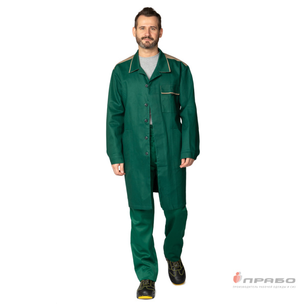 Халат мужской "Актуал" зелёный/бежевый