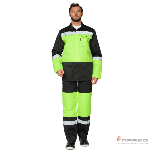Костюм мужской "Трасса" лимонный/чёрный (куртка и полукомбинезон)