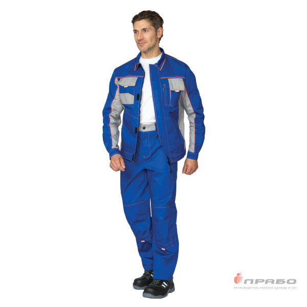 Костюм мужской "Бренд 1 2020" василёк/светло-серый (куртка и брюки)