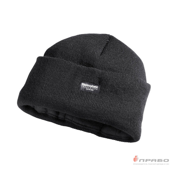 Шапка зимняя "Тинсулейт" универсальная трикотажная с подкладкой из флиса чёрная
