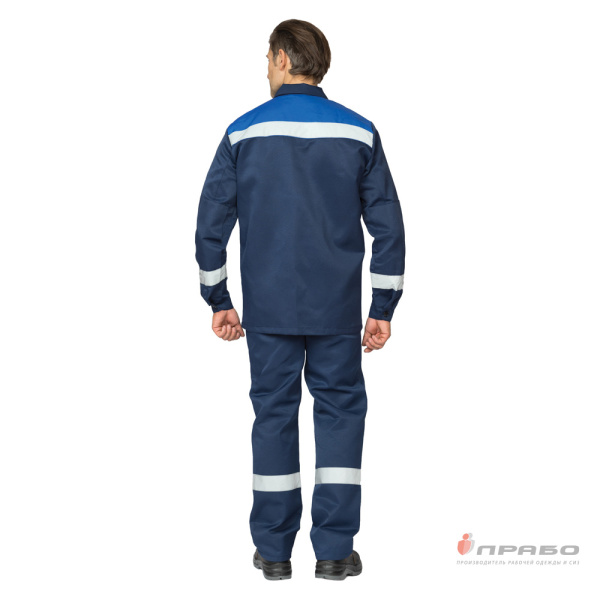 Костюм мужской летний "Стандарт 1 СОП" тёмно-синий/василёк (куртка и брюки)