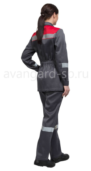 Костюм женский рабочий "Тимбер" РФ серый-красный с брюками