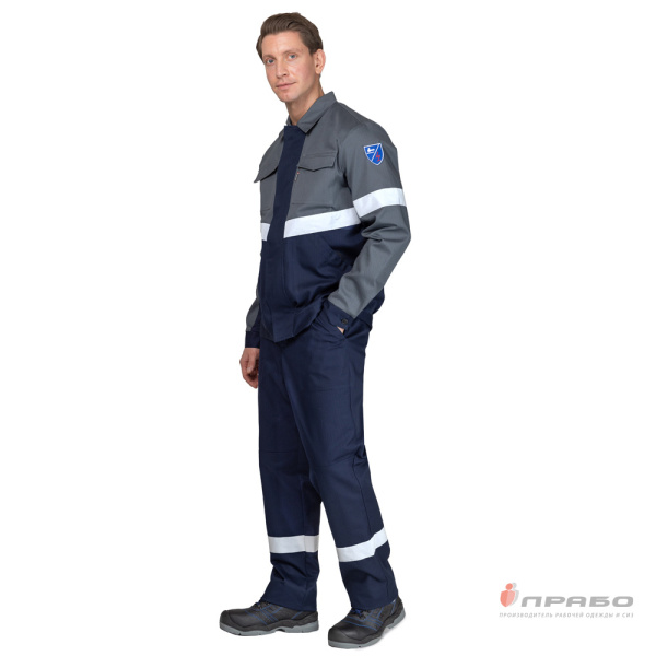 Костюм антистатический мужской "Вираж-Антистат М" тёмно-синий/тёмно-серый (куртка и брюки)