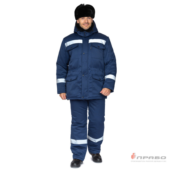 Костюм мужской утеплённый "Мастерок 2 Ультра СОП" синий с ветрозащитной маской