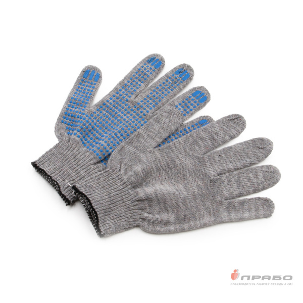 Перчатки х/б с ПВХ-покрытием "Точка" (10 класс) Эконом серый меланж