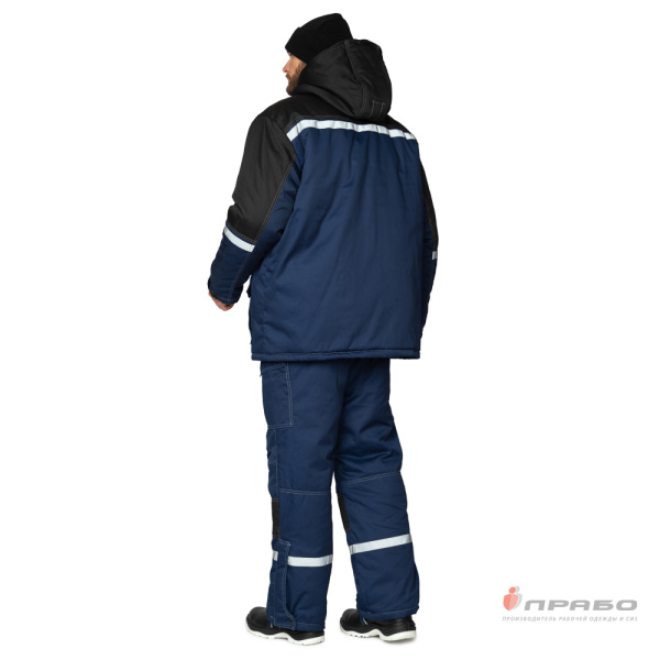 Костюм мужской утеплённый "Азимут" синий/чёрный (куртка и брюки)