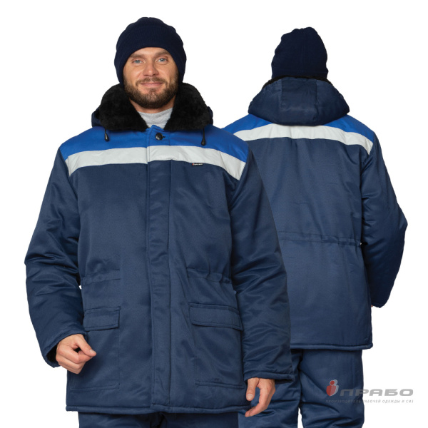 Костюм мужской утеплённый "Стандарт СОП" тёмно-синий/василёк (куртка и брюки)