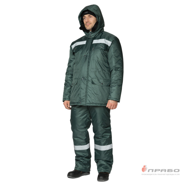 Костюм мужской утеплённый "Мастер 1" зелёный (куртка и брюки)