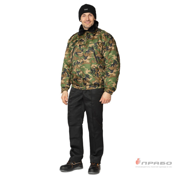 Куртка мужская "Охранник" укороченная КМФ лес
