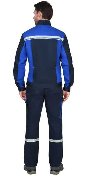 Костюм СИРИУС-ПРАКТИК-ЛЮКС-РОСС куртка, п/к т.синий с васильк. 80% х/б,  пл. 260 г/кв.м