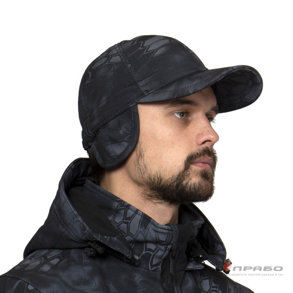 Бейсболка утеплённая софтшелл КМФ питон ночь