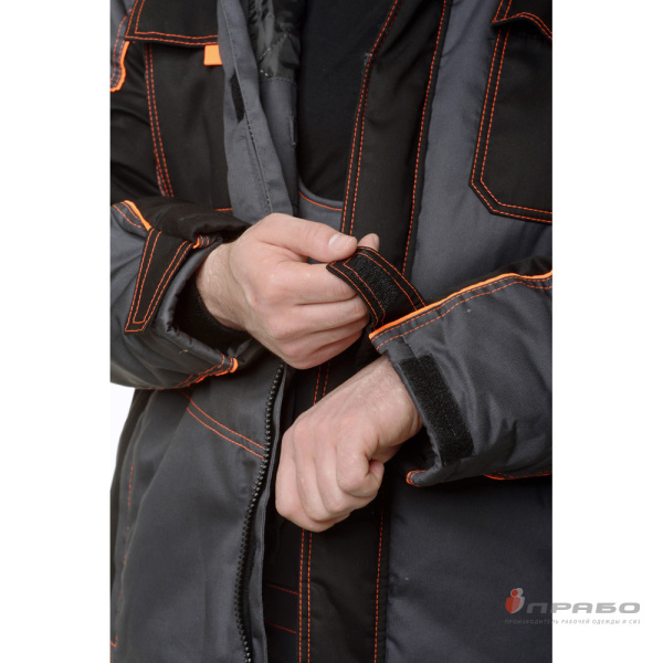 Костюм мужской утеплённый "Бренд" серый/чёрный (куртка и полукомбинезон)