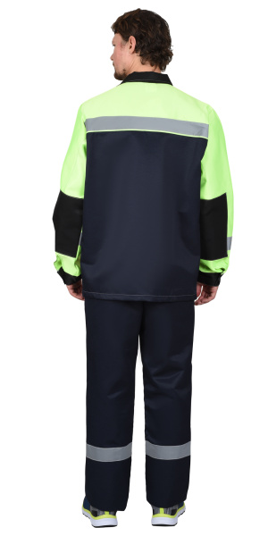 Костюм СИРИУС-ПРОФИЛЬ куртка, брюки, темно-синий с лимонным с черной отделкой и СОП