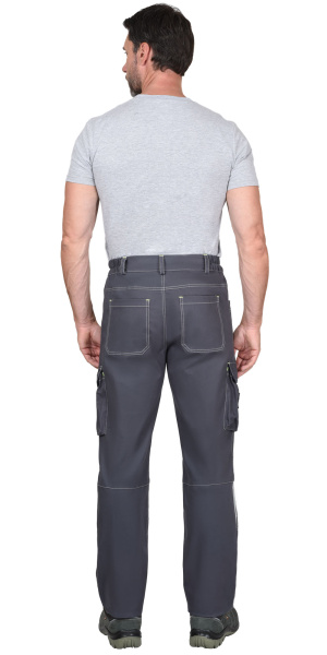 Брюки СИРИУС-ДЖЕТ т.серый с синим тк. стрейч с ВО