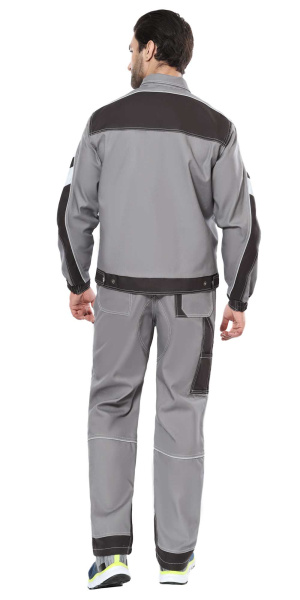 Костюм СИРИУС-ПЕКИН куртка кор., брюки серый с черным пл. 280 г/кв.м