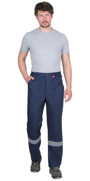 Костюм СИРИУС-МАСТЕР летний: куртка, брюки, темно-синий с васильковой отделкой