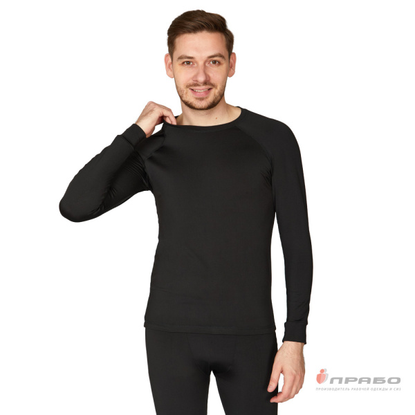 Термобельё мужское из полиэстера чёрное (фуфайка), 200 г/м²