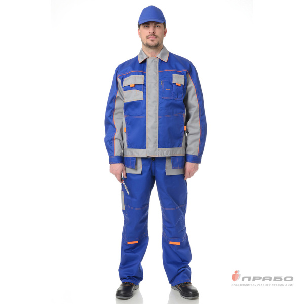 Костюм мужской "Бренд 2" василёк/серый (куртка и полукомбинезон)